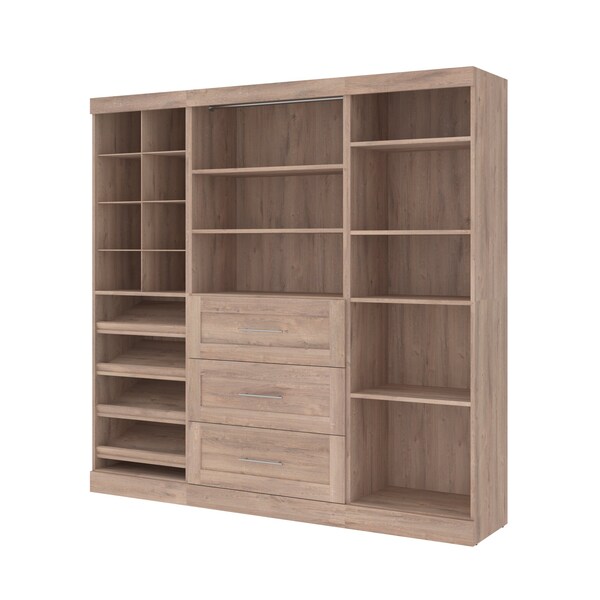 Bestar Pur 86 in Closet Organizer with Storage Cubbies in rustic brown